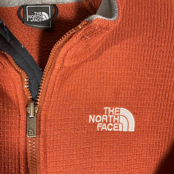 Men's North Face Fleece, Rust Orange, Size L - Picture 4 of 5